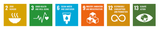 Offizielle Icons von sechs UN-Nachhaltigkeitszielen